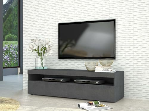 Dmora Mobile Porta TV Daniele, Credenza Bassa da Soggiorno, Base Porta Televisione, 100% Made in Italy, cm 130x45h36, Ardesia