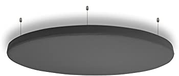 Panneau acoustique circulaire ignifugé R ROSTAGNO 90x4 cm, marquage CE, finition en TISSU DÉMONTABLE et lavable - Positionnement suspendu au plafond avec câbles réglables (SABLE)
