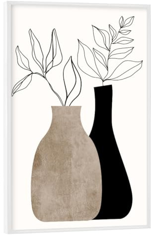 artboxONE Poster mit weißem Rahmen 30x20 cm Floral Gris En Gris - Bild vase abstrakt Blumen