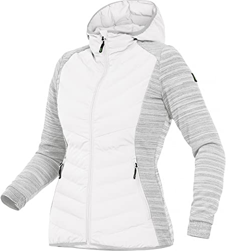 Leibwächter Damen Hybridjacke Winterjacke Übergangsjacke Jacke Casual Line mit Kapuze (34, weiß)