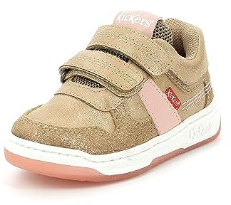 Kickers KALIDO,Sneakers Bas Enfant Beige Rose Glitter, 31 EU