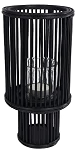 Van Manen Windlicht Lio L (Farbe schwarz, Kerzenhalter aus Weide, Maße 18x12,5x38 cm, Teelichthalter, ohne Kerze) 100380