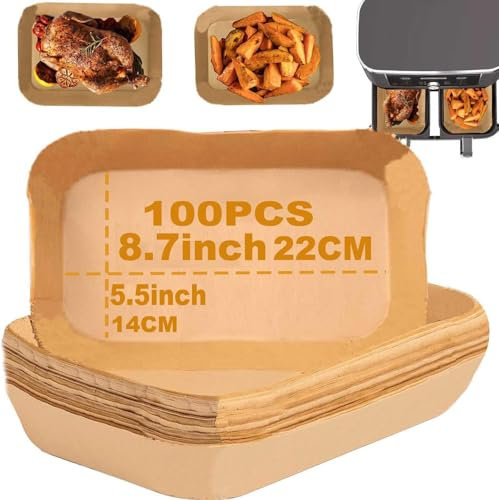Air Fryer Liners,100PCS Disposable Paper Liners, Airfryer Accessories Compatible with Ninja Air Fryer Dual,AF400UK,AF300UK, Salter, Tower Other Dual Airfryer