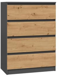 MeHome Moderne Kommode Malwa 4 Schubladen Stoffkommode Anrichte Mehrzweckschrank Highboard Sideboard Aufbewahrungskommode Schrank für Schlafzimmer Kinderzimmer Flur (Anthrazit/Artisan)
