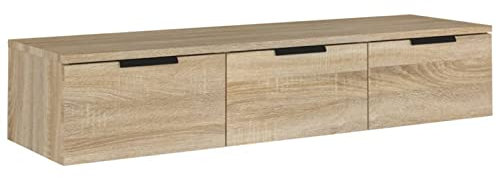 Tidyard Floating TV Stand Wall Mounted TV Cabinet With 4 Drawers Hanging TV Stand Chest of Drawers Entertainment Center Media Cabinet Storage Unit Sonoma Oak 102x30x20 cm Engineered Wood