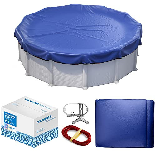Winter Pool Cover 12 ft Round for Above Ground | Extra Thick & Durable Above-Ground Pool Cover | Sapphire Series of Premium Cold- and UV-Resistant Pool Cover | by Yankee Pool Pillow