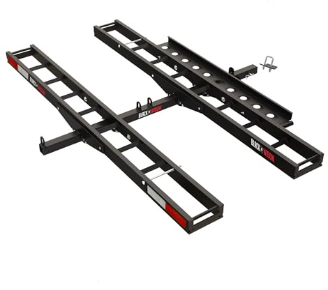 Black Widow Double Motorcycle Bike Hitch Carrier with Loading Ramp, 600 lb Cap, Black Anodized Aluminum