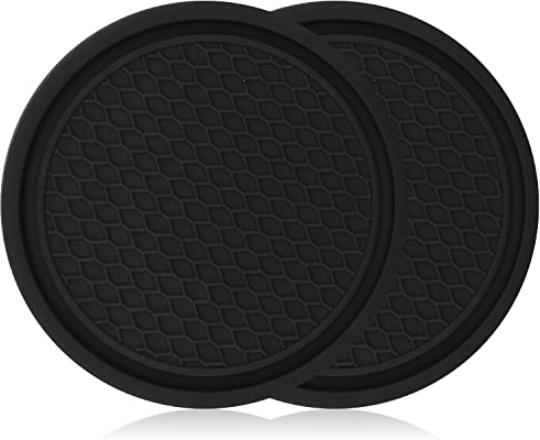 CHEERYMAGIC Car Coasters, 2PCS Anti Slip Universal Vehicle Cup Holder Insert Coaster Sparkly Crystal Cup Mats Car Accessories for Women A6-BD (Black)