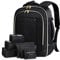 Lekespring Große Rucksack Handgepäck für Damen Herren, 17.3 Zoll Laptop Rucksack Reiserucksack mit 6 Teilige Kleidertaschen-Packing Cubes für Urlaub Business Arbeit, Schwarz Gesteppt