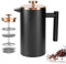 MaxMiuly Large Cafetiere 1.5L/50 OZ Stainless Steel French Press Insulated Coffee Press, Double Wall Keep Hot Coffee & Tea Maker,Bonus with 2 Coffee Filter Screens-Black(1500ml)