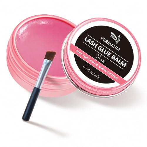PERMANIA Lash Lift Glue, Peach Scent Eyelash Glue Balm for Eyelash Perming and Brow Lamination, Lash Curling Adhesive for Home and Salon Use -10g