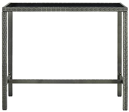 ZHOUMIN Garten-Bartisch, Kleiner Esstisch, Bartische & -theken, Bar Tisch, Hochtisch, Stehtisch, Thekentisch, Grau 130x60x110 cm Poly Rattan und Glas