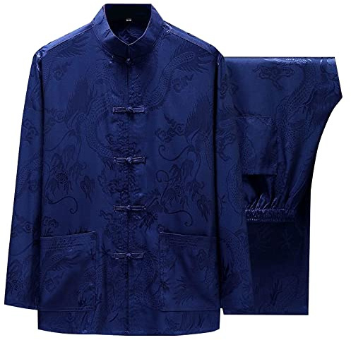 Diwimiki Chinese Martial Arts Uniform Tang Suit for Men Breathable Fabric Kung Fu Wing Chun Hanfu Traditional Suit