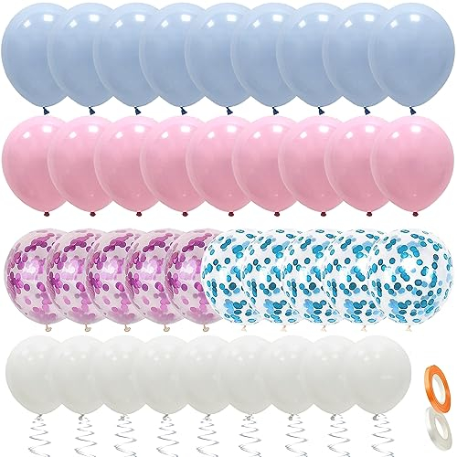 70pcs Palloncini Rosa Blu Gender Reveal Party Palloncini Confetti Palloncini Lattice Palloncini Elio per Baby Shower Battesimo Gender Annuncia Compleanno Decorazione (Rosa Blu)