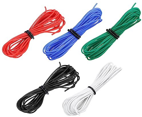 sourcing map 28AWG Elektrischer Draht Kabel 1,5 Meter Litzendraht Silikon Verzinnte Kupferdrahtspule je 0,08 mm² Solid Elektronik Wire für DIY RC-Modell Lampen Haushaltsgeräte, 5 Farben