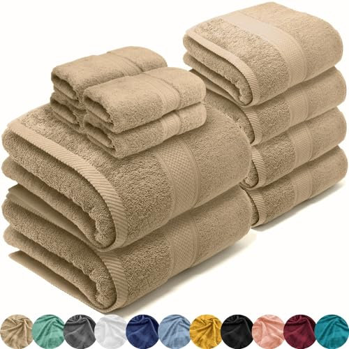 LEBENGOOD Set di Asciugamani Bagno 4 Lavette 30x30, 4 Asciugamani Ospiti/Bidet 50x90, 2 Teli Bagno 70x140 – Asciugamani Doccia Grandi in Cotone 100% Morbidi e Assorbenti, Certificati OEKO-TEX