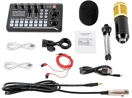 Soundkarte Set mit Kondensatormikrofon Set Audio Interface Live Streaming Sound Card für Streaming/Podcasting/Aufnahme
