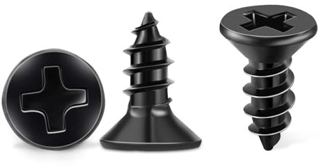 100 Pezzi M4 X 8mm Nero Croce Vite autofilettante a Testa Piana Svasata in Acciaio inox A2 TPOHH, Vite per legno Coda a punta Viti autofilettanti, CON INTAGLIO PH
