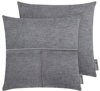 Bookiepad Taschenkissen Cozy Home, 45x45 cm - Dekokissen mit Tasche, Komplett mit weicher Füllung, Made in Germany, Bezug mit Reißverschluss (Anthrazit)