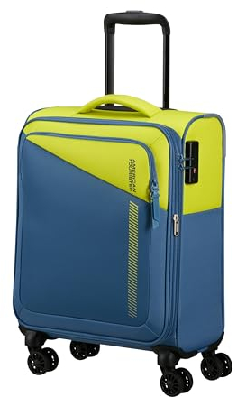 American Tourister Daring Dash - Spinner S, Valigia Trolley S, 55 cm, 39/46 L, Bagaglio a Mano, Verde/Blu (Lime/Coronet)
