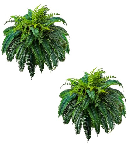 GYERB Künstliche Farne mit 88 Blättern, große künstliche Boston-Farn-Pflanzen für Zuhause, Büro, Garten, Innen- und Außenbereich, Dekoration (121,9 cm, 1 Stück)