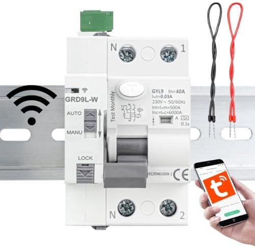 Diferencial WIFI Rearmable Superinmunizado SI 2P 40A 30mA 6Ka TIPO A. TUYA Smart. Interruptor Diferencial rearme via WIFI Super inmunizado. Disyuntor Inteligente.