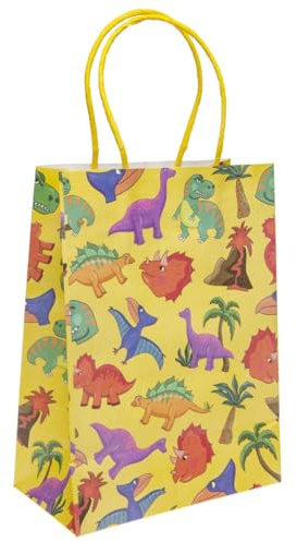 DUCKIEZ Geschenktüten aus recycelbarem Papier, Partytüten mit Griffen, Geburtstagsfeier, Gastgeschenk (Dinosaurier, 1 Beutel)