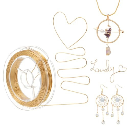 NBEADS 14K Gold Plated Copper Wire, 24 Gauge, 45.9 Feet (14m) Long, Perfect for DIY Crafts & Jewelry Making