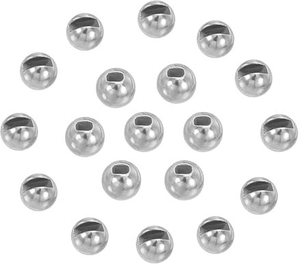 PATIKIL 3.3mm Fly Tying Tungsten Beads, 50 Pcs Tungsten Slotted Beads Tungsten Round Ball Beads for Jig Hooks Fishing Materials, Dark Silver
