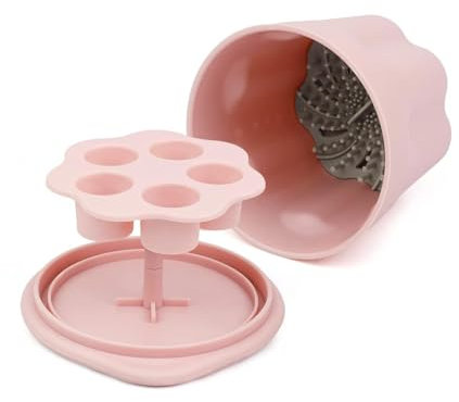 HJIAMA Nettoyeur Pinceau Maquillage 2 en 1, Makeup Brush Cleaner, Support de Séchage pour Pinceaux, Portable Epurateur, Tapis Nettoyage Pinceaux Maquillage pour Nettoyer et Sécher Brosses