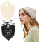 Norhogo 2 Stück Turban Krawatte Haarbänder Elastisches Haarschal, Baumwolle Handgemacht Häkel Stirnband Dreieck Bandana, Damen Boho Stirnbänder Dreieck Kopftücher für Frauen und Mädchen, 2 Farbe