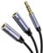 MOSWAG Adaptateur Splitter Y Micro Casque, Adaptateur Jack Audio Stéréo 3,5mm, 3,5mm Mâle à Double 3.5mm Femelle Prise Casque et Microphone pour PS4,PC,Téléphone.Tablette (Support du Microphone TRS)