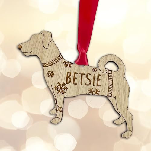 Personalised Customised Jack Russell Christmas Tree Bauble Decoration Ornament Gift Dog Puppy Wooden Christmas Jumper