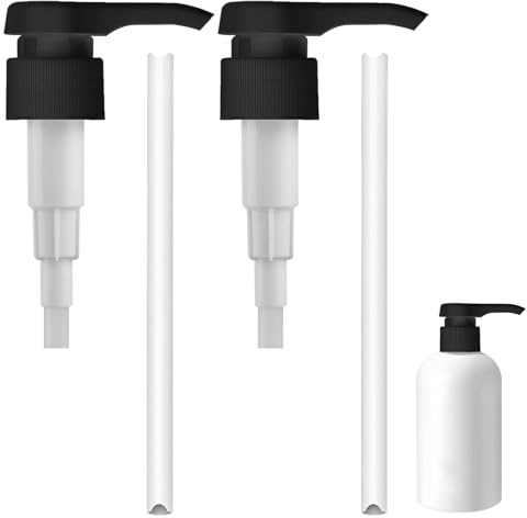 2Pcs Pompe doseuse 1L sirop,30mm bouteille à visser distributeur de sirop réutilisable embout de pompe distributeur,distributeur de shampoing,tête de pompe pour 28/410 récipient fileté bouteille(Noir)