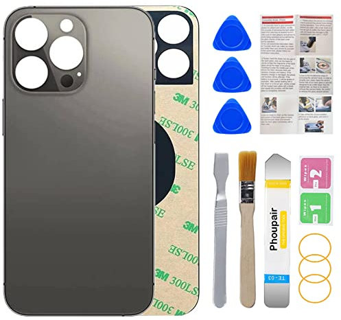 Phoupair Back Glass Replacement Compatible with iPhone 13 Pro 6.1-Inches with Repairing Kit and Installation Maual (Graphite)