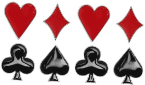 VERDANVERSE Spielkarten Broschen Elegante und Tragbare Anstecknadeln 8 Stück aus Zinklegierung Widerstandsfähig gegen Verblassen für Hemdkragen und Kleidung