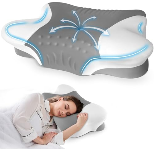VJASD Nackenstützkissen aus Memory Foam, ergonomisches Kontur-Kopfkissen für Seiten-, Rücken- & Bauchschläfer, atmungsaktiver waschbarer Bezug