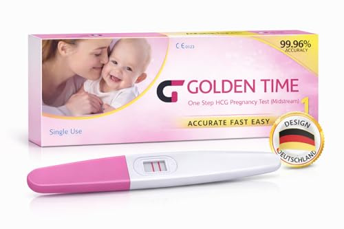 GOLDEN TIME HCG Schwangerschaftstest 10er Pack Midstream Frühtest | 99,9 % Genauigkeit - Frühe Erkennung möglich - Schnelles Ergebnis - Einfache Anwendung - Hygienischer Midstream-Test