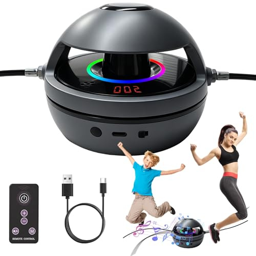 TZEKING Elektronisches Springseil,Intelligente Springseilmaschine mit Fernbedienung,10 Stufen Geschwindigkeit,Bluetooth Musik,Trainingsgerät