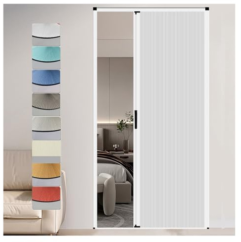 Sans Perçage Porte Accordéon Intérieure Porte Moustiquaire Coulissante Séparation De Pièce Pour Placard Camping-car Terrasse Adaptée À Une Douche Porte Pliante Rétractable Avec Cadre En Aluminium