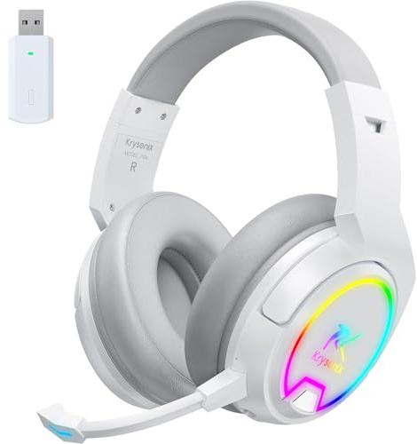 Krysenix PG4 2.4GHz Wireless Gaming Headset for PS5, PS4, PC, Mac, Switch - LED Light, Bluetooth 5.4 Gaming Headphone with Noise Canceling Mic, 48H Battery Gaming Headset, 7.1 Surround Sound