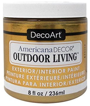 DecoArt Americana Décor Metallic Outdoor Living Bottle Paint, Acrylic, Brass, 7 x 7 x 8 cm