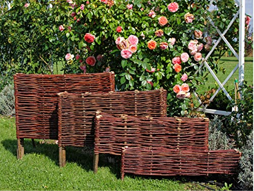 Beetbegrenzaung – Beeteinfassung Größe 100 x 10 cm – Weidenzaun – Weide Beetzaun zum Einschlagen in den Boden – Palisade zur Abtrennung von Blumenbeetwegen und Gartenbeeten