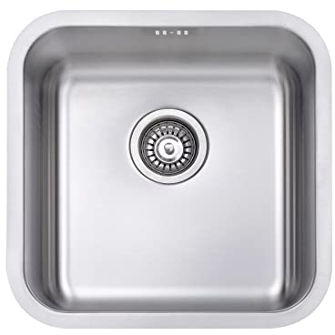 JASSFERRY Undermount Stainless Steel Kitchen Sink 1.0 Single Bowl with Strainer Waste, 450 x 450 mm