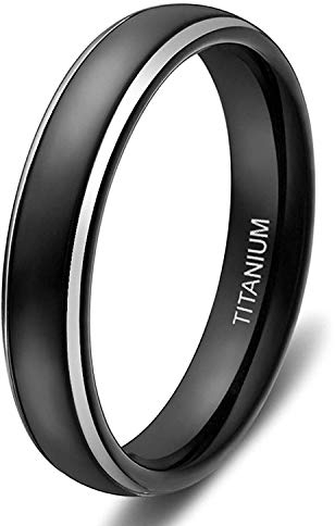 sreoci Ed Shine Eheringe für Damen und Herren 4mm 6mm matt schwarz mit polierter Kante, Titan