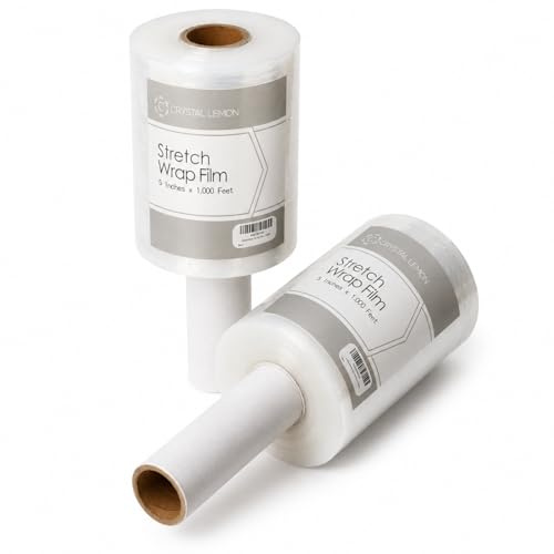 Lot de 2 rouleaux de film plastique extensible de calibre 80, 12 cm x 254 m, avec poignées, parfait pour les petits articles, les déménagements et les meubles