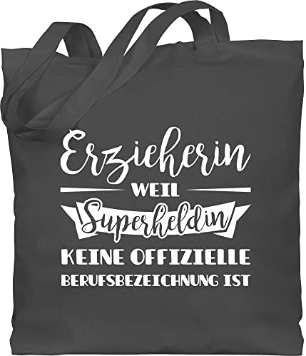 Shirtracer Baumwolltasche - Taschen - Erzieherin Superheldin Geschenk - Unisize - Dunkelgrau - geschenke für kindergärtnerinnen erziehertaschen erzieherinnen erzierhin stoffbeutel