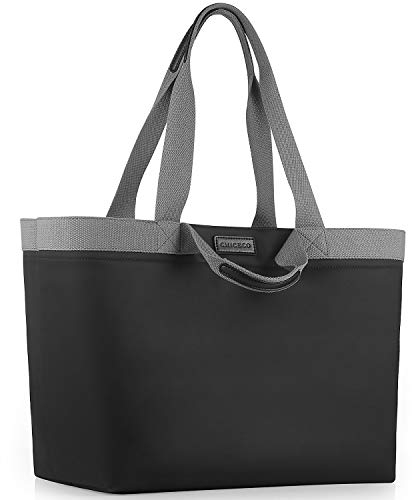 CHICECO XXL Große Shopper Einkaufstasche für Damen für die Arbeit im Fitnessstudio Wasserdichte Strandtasche aus Nylon - Schwarz Grau