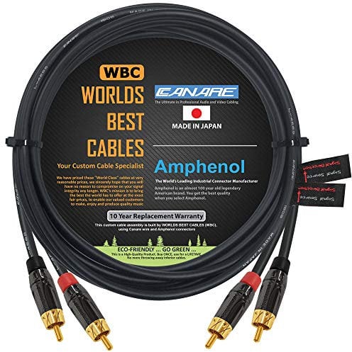 4 Meter RCA Cable Pair - Canare L-4E6S Star-Quad Balanced Audio Interconnect Cable with Amphenol ACPL Black Chrome Body, Gold Plated RCA Connectors - Directional