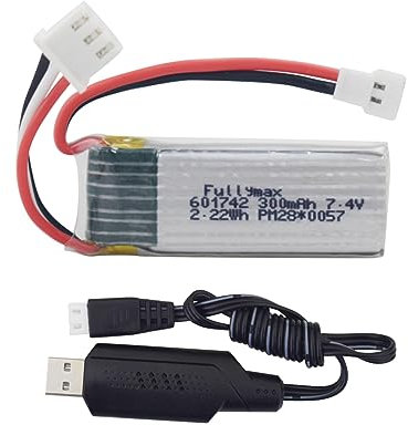 ZYGY 1PCS 7.4V 300mAh Batterie au Lithium & USB Câble de Chargement pour WLToys F959 XK DHC-2 A600 A700 A800 A430 Pièces de Rechange de Planeur RC